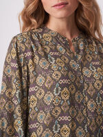 Loose-fit blouse with ikat print image number 2