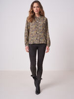 Loose-fit blouse with ikat print image number 3