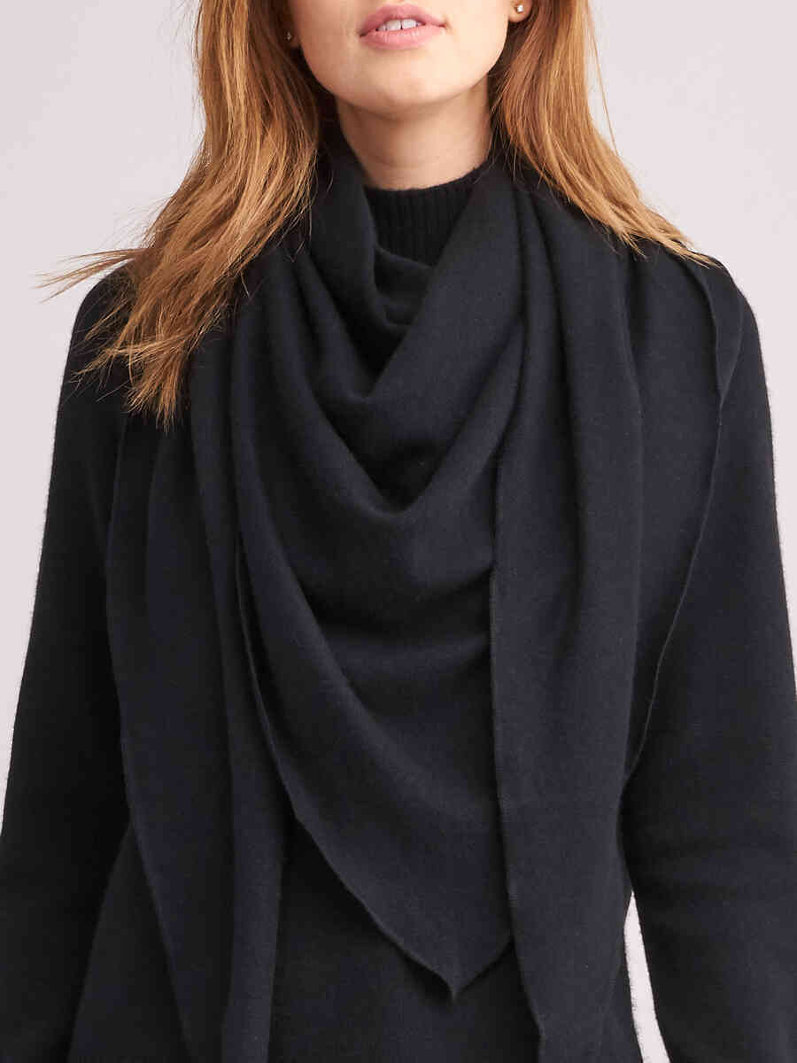 Fine knit organic cashmere triangular scarf image number 1