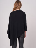 Asymmetric poncho with button placket image number 1