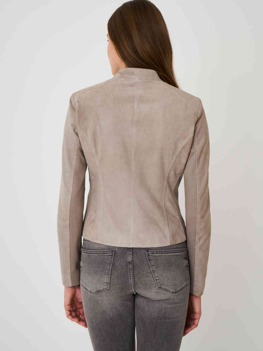 Cropped suede leather jacket image number 1