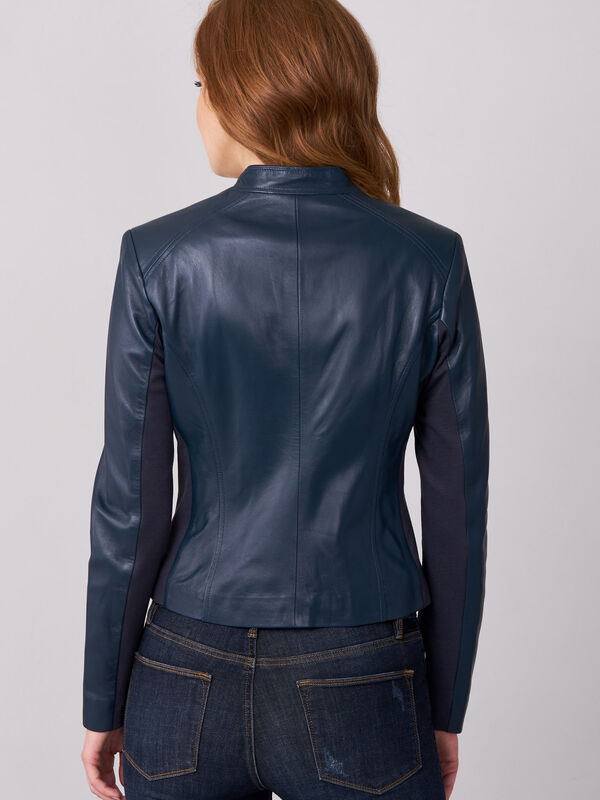 Cropped leather jacket image number 0