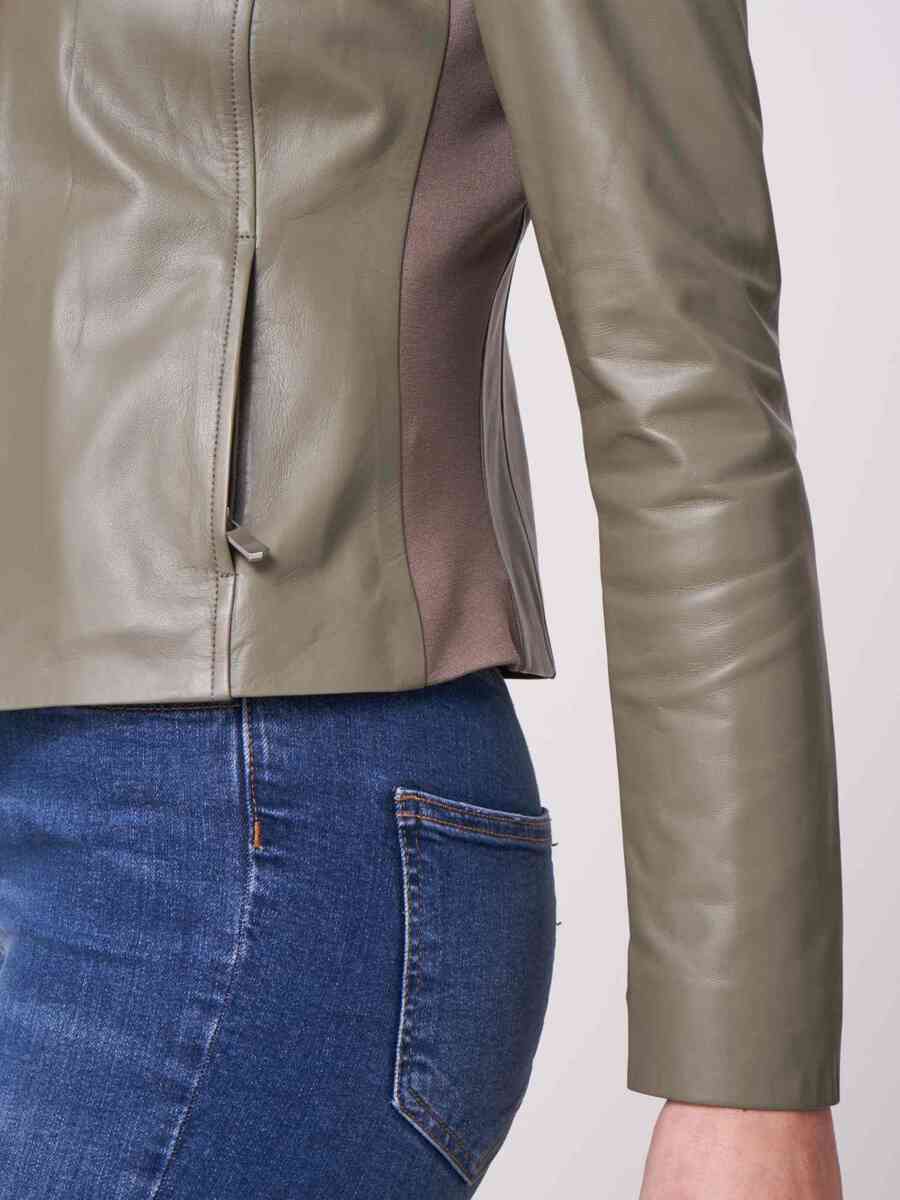 Cropped leather jacket image number 18