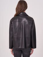 Loose fit leather shirt jacket image number 1