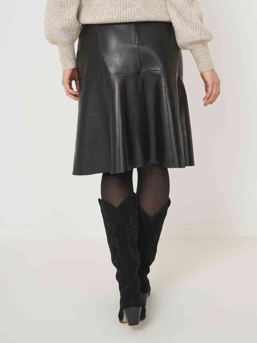 Knee length A-line leather skirt image number 1