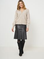 Knee length A-line leather skirt image number 3