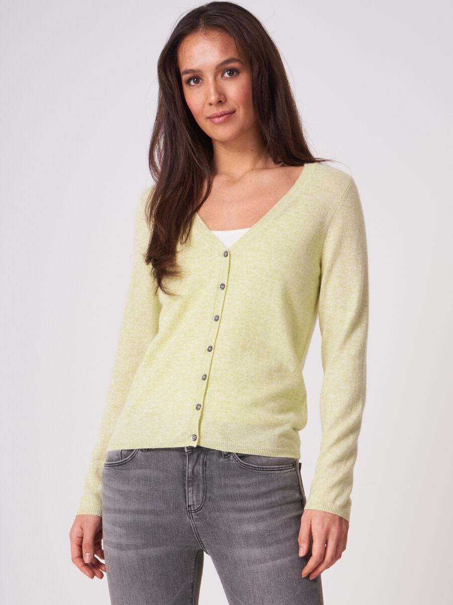 Basic fine knit organic cashmere V-neck cardigan image number 0