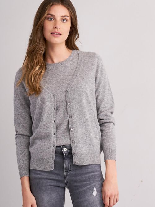 Basic cashmere cardigan met V-hals