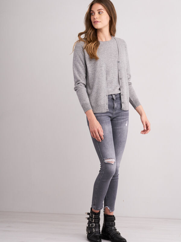 Basic cashmere cardigan met V-hals image number 3