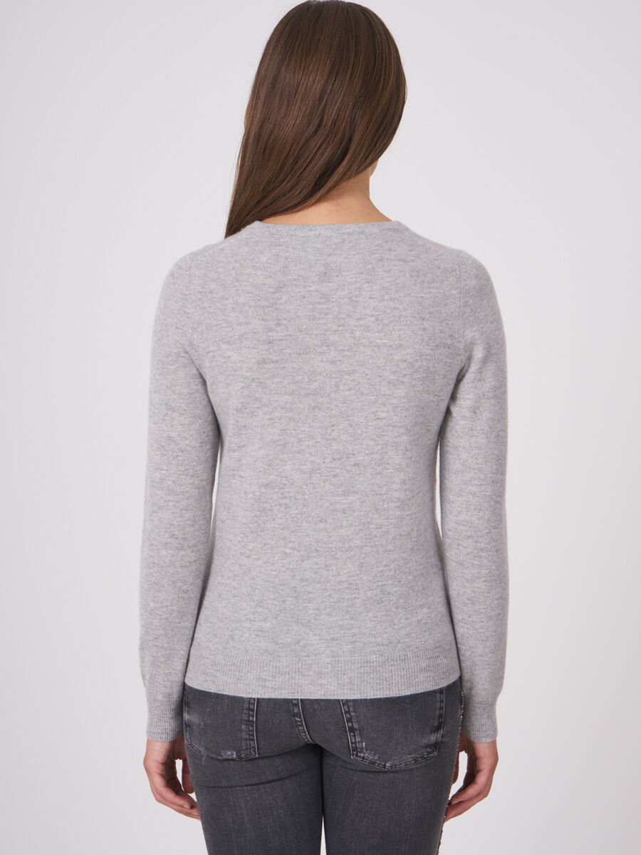 Basic cashmere cardigan met ronde hals image number 1