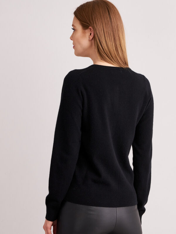 Basic cashmere cardigan met ronde hals image number 1