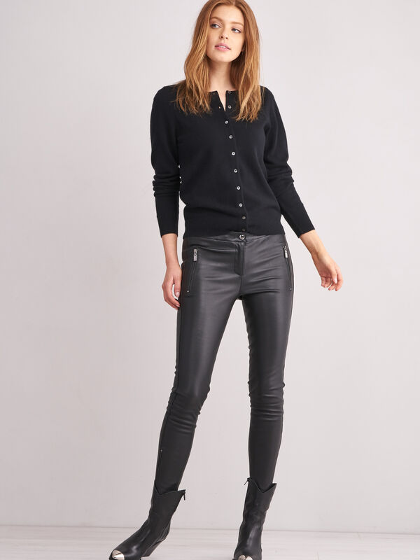 Basic cashmere cardigan met ronde hals image number 3