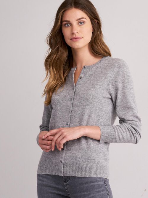 Basic cashmere cardigan met ronde hals