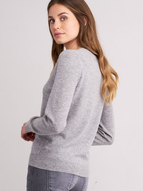 Basic cashmere cardigan met ronde hals
