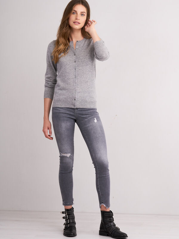 Basic cashmere cardigan with round neck image number 3