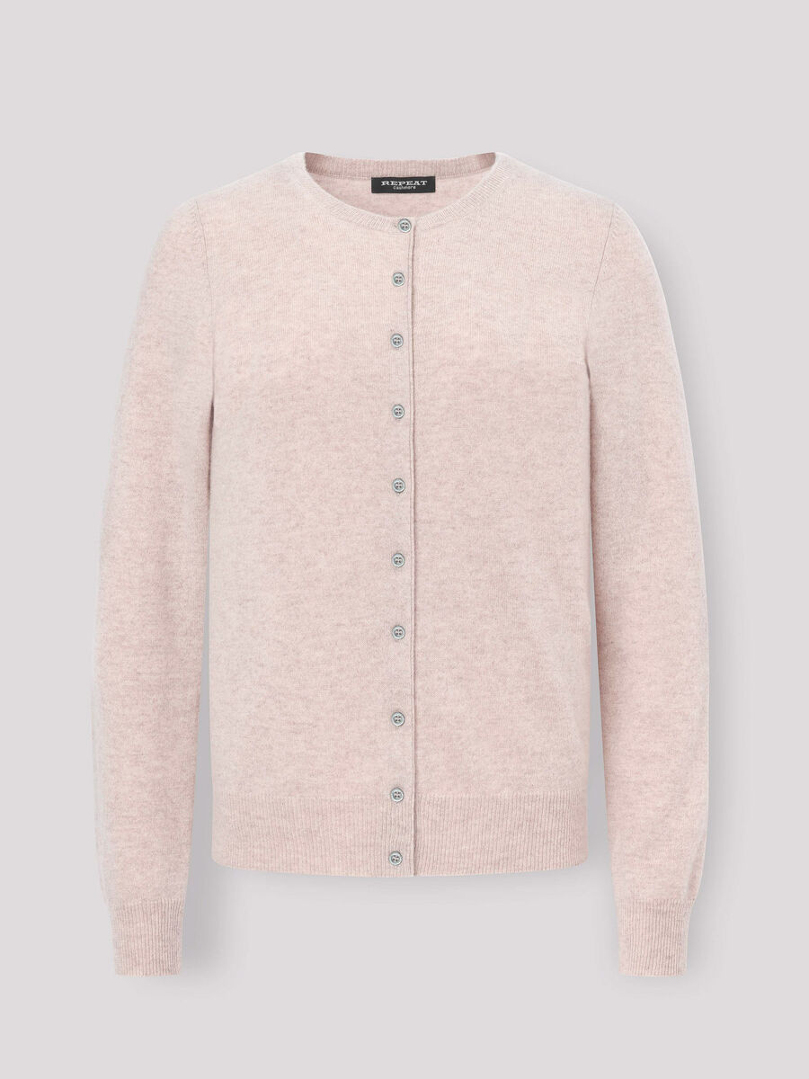 Basic cashmere cardigan met ronde hals image number 1