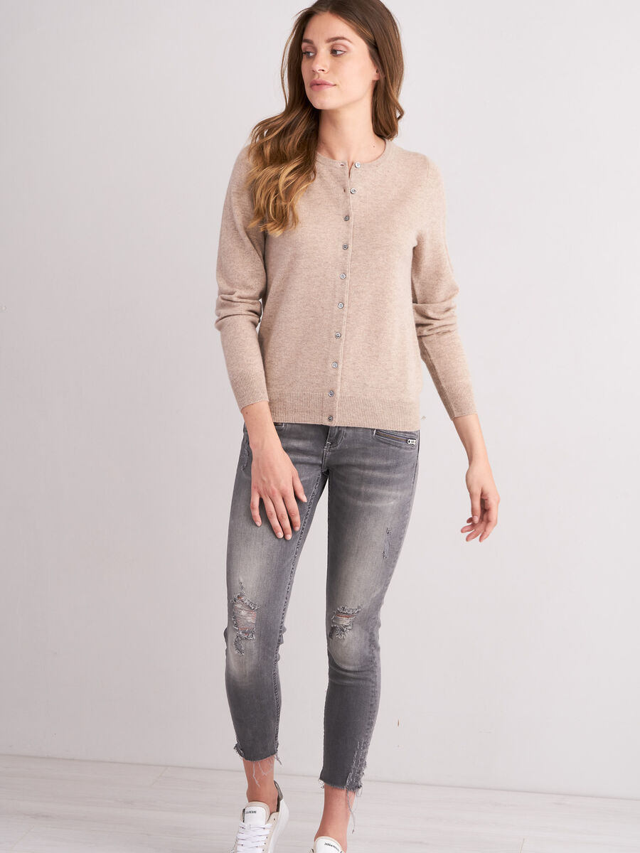 Basic cashmere cardigan met ronde hals image number 3