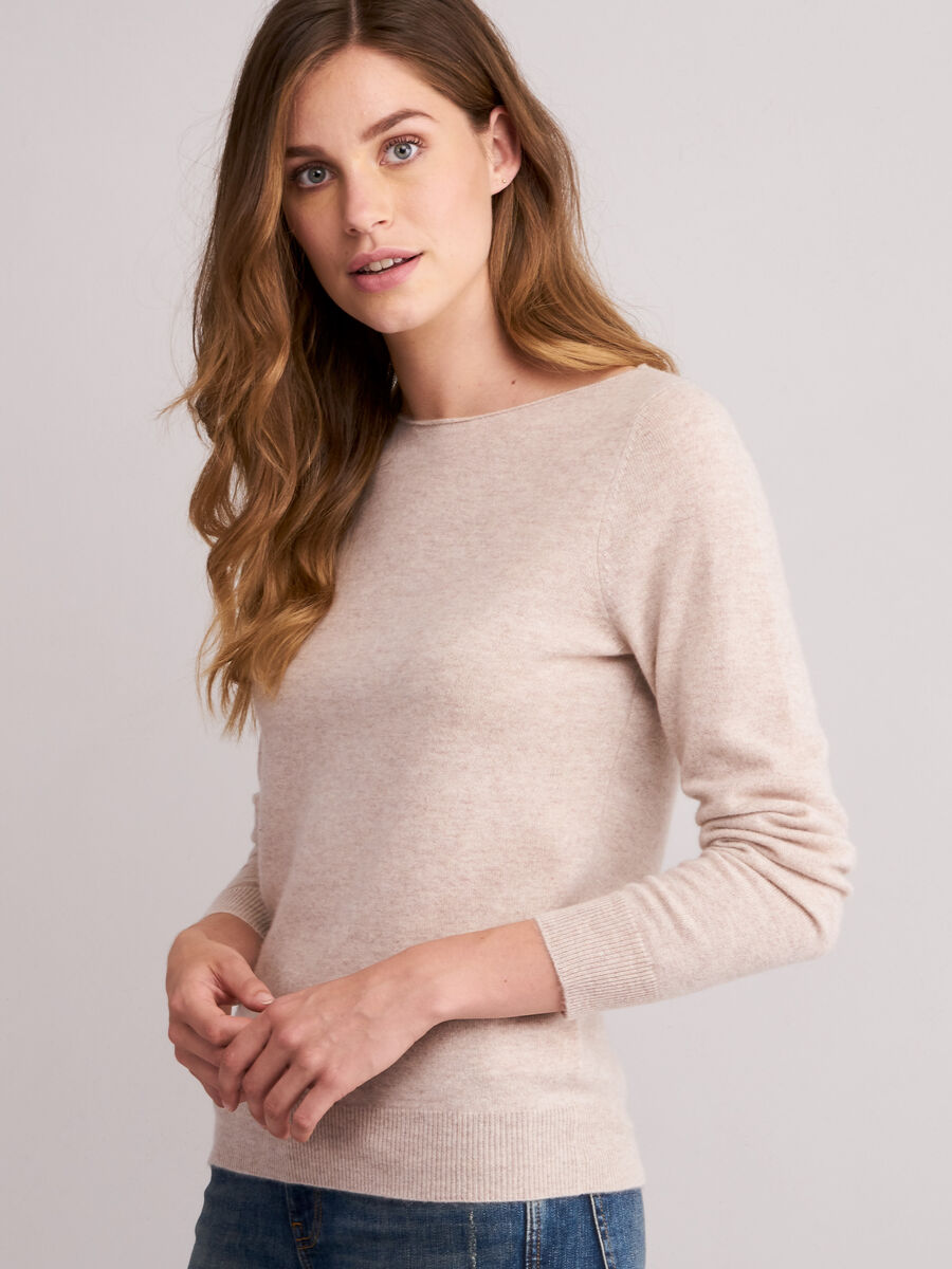 Cashmere trui met boothals image number 1