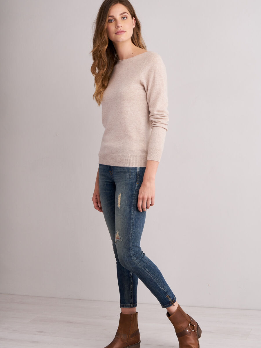 Cashmere trui met boothals image number 3