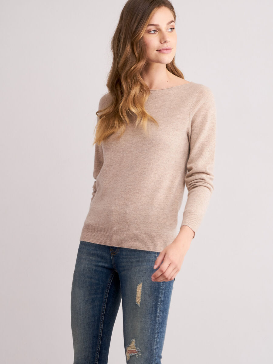 Cashmere trui met boothals image number 3