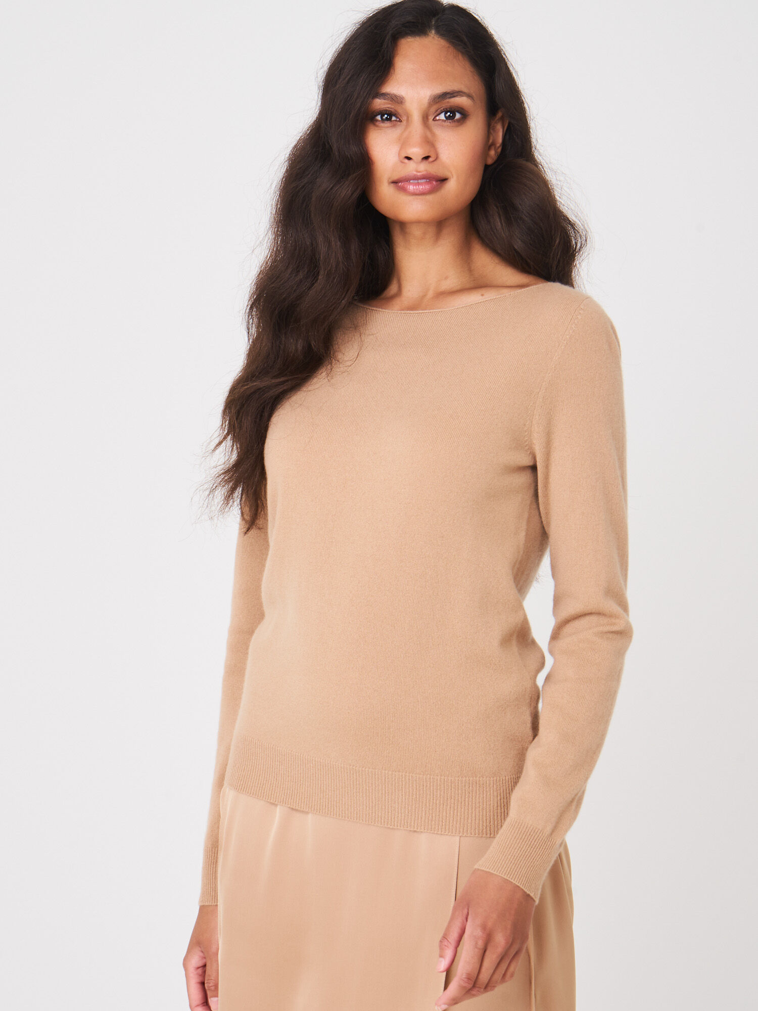 Cashmere trui met boothals