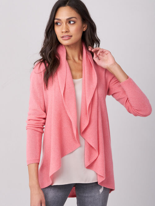 Open cashmere cardigan with shawl neck
