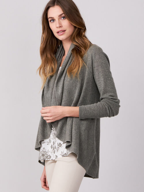Open cashmere cardigan with shawl neck