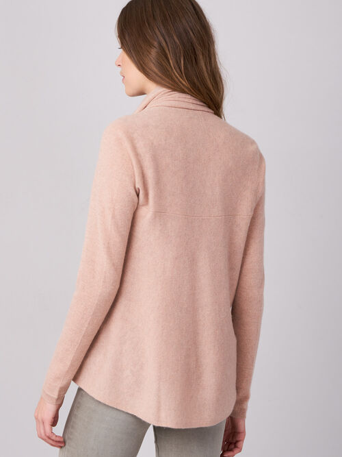 Open cashmere cardigan with shawl neck