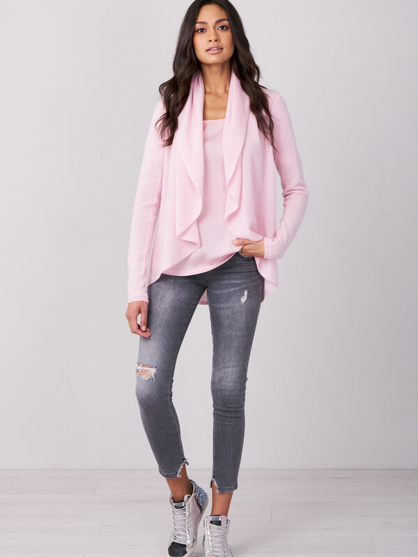 Open cashmere cardigan with shawl neck image number 3