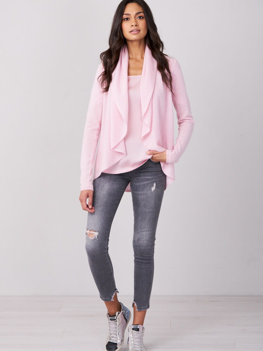 Open cashmere cardigan met sjaalkraag image number 3