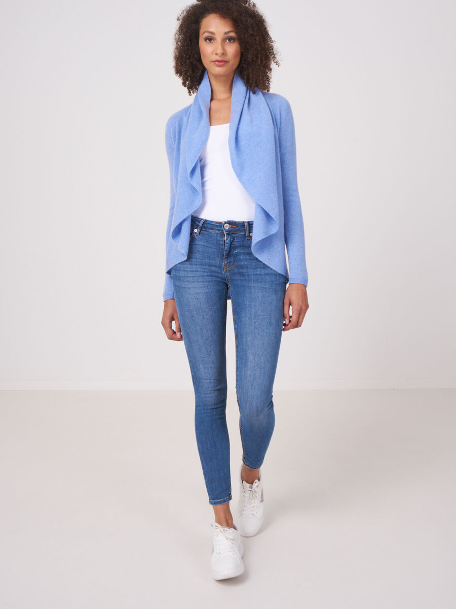 Open cashmere cardigan with shawl neck image number 3