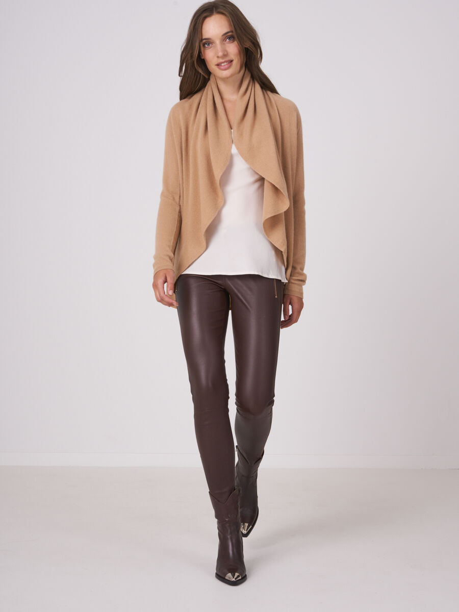 Open cashmere cardigan with shawl neck image number 3