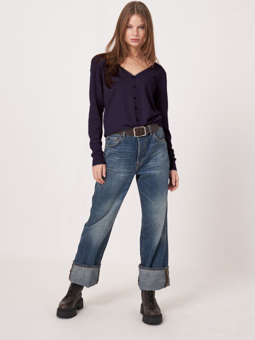 Basic organisch cashmere vest met V-hals