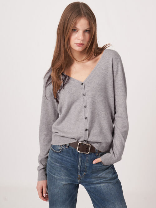 Basic organisch cashmere vest met V-hals