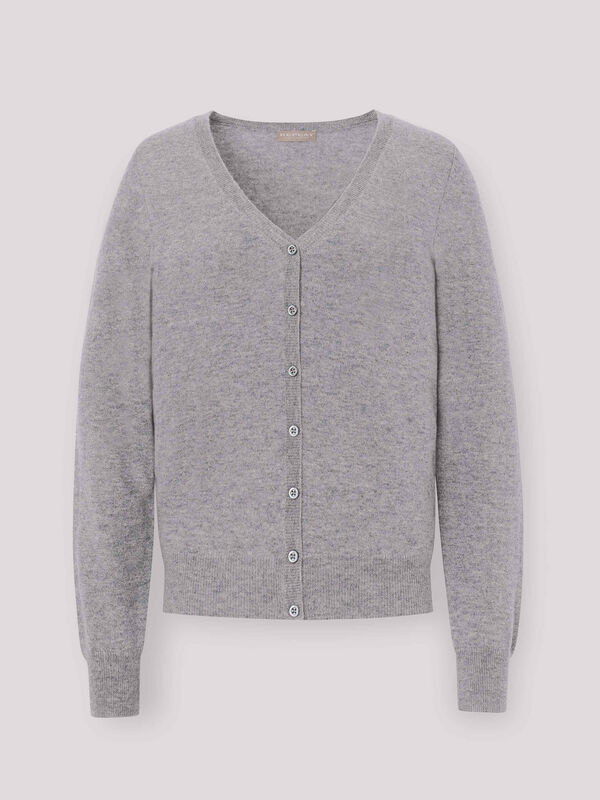 Basic organic cashmere cardigan with V-neck image number 4