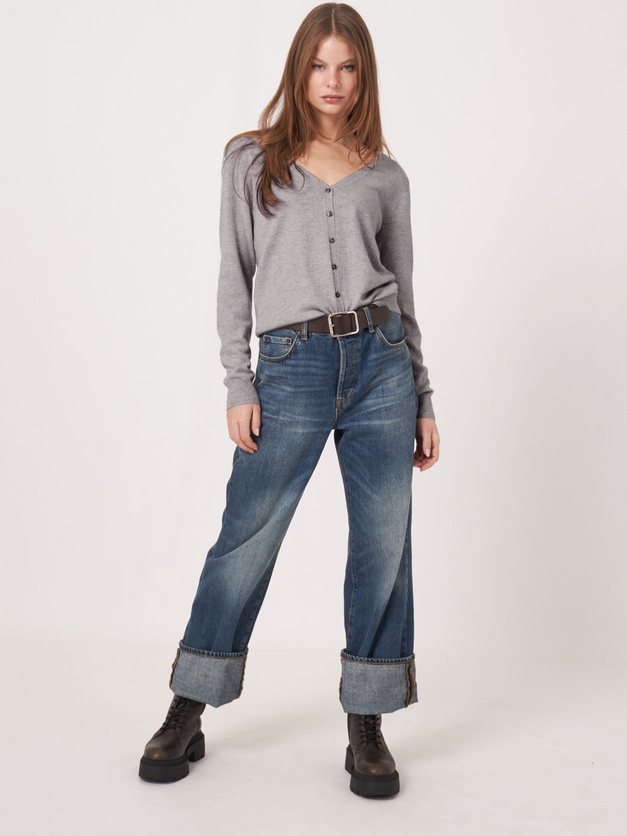 Basic organisch cashmere vest met V-hals image number 5