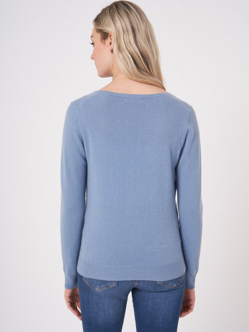 Basic organisch cashmere vest met V-hals