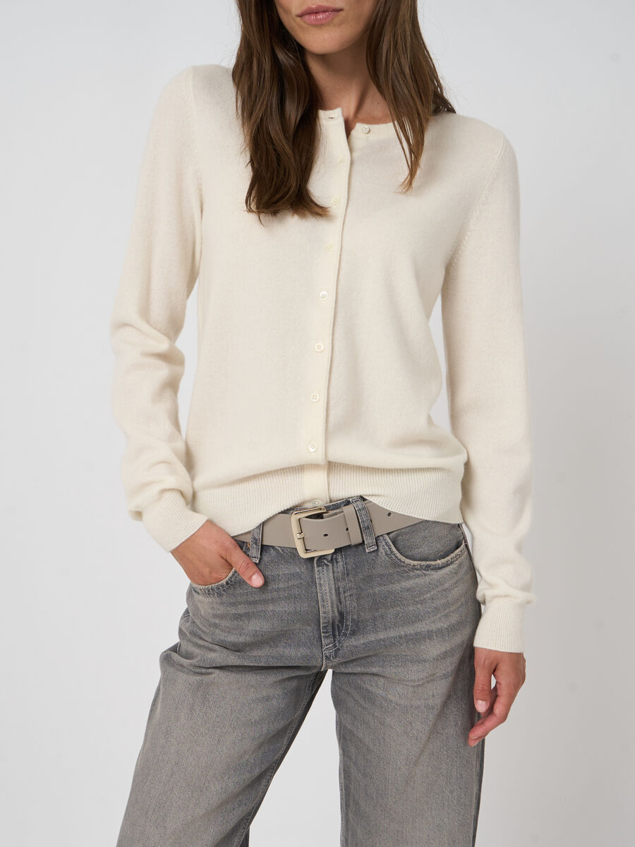 Cardigan en cachemire 100% maille fine, col rond image number 1