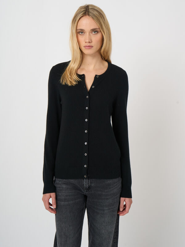 Cardigan en cachemire 100% maille fine, col rond image number 0