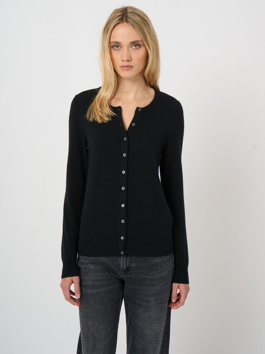 Cardigan en cachemire 100% maille fine, col rond image number 0