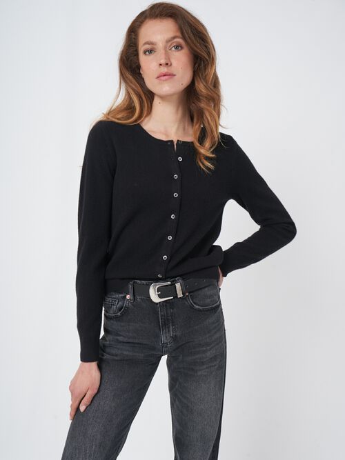 Organisch kasjmier vest met ronde hals