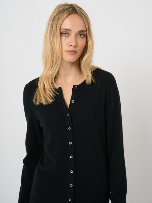 Classic cashmere cardigan for women - crew neck