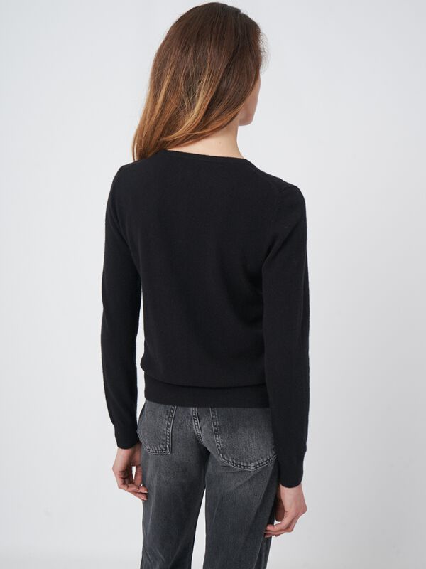 Organisch kasjmier vest met ronde hals image number 3