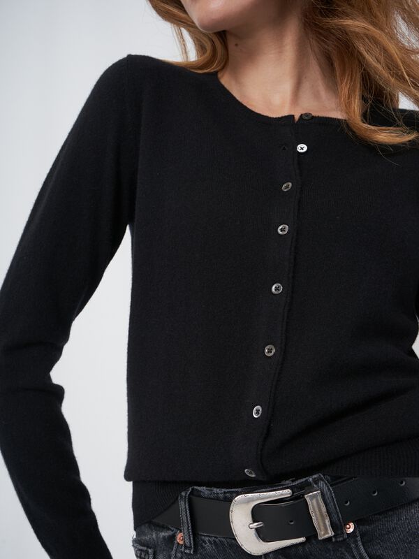 Organisch kasjmier vest met ronde hals image number 2