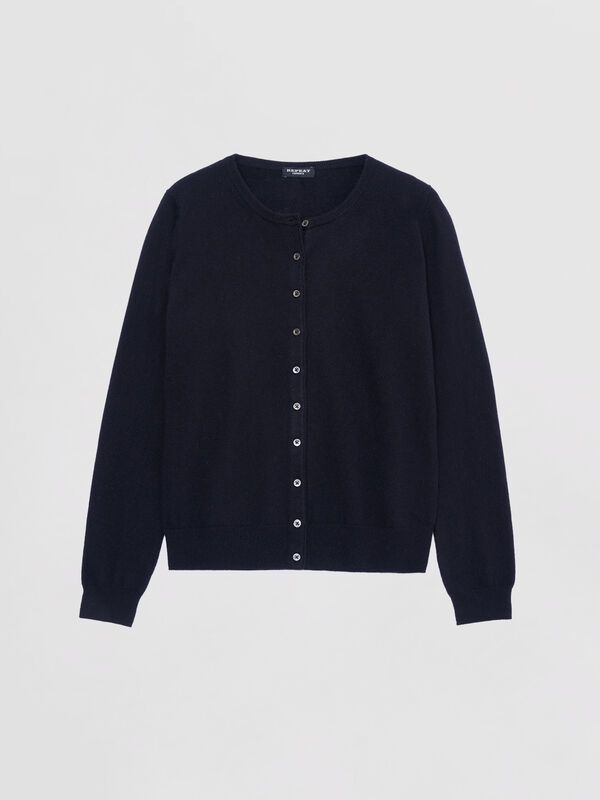 Classic cashmere cardigan for women - crew neck image number 4