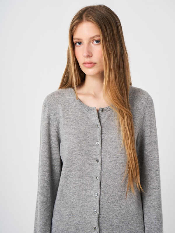 Cardigan en cachemire 100% maille fine, col rond image number 0