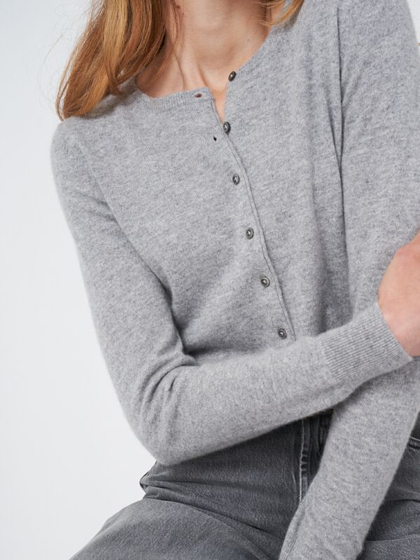 Organisch kasjmier vest met ronde hals image number 1