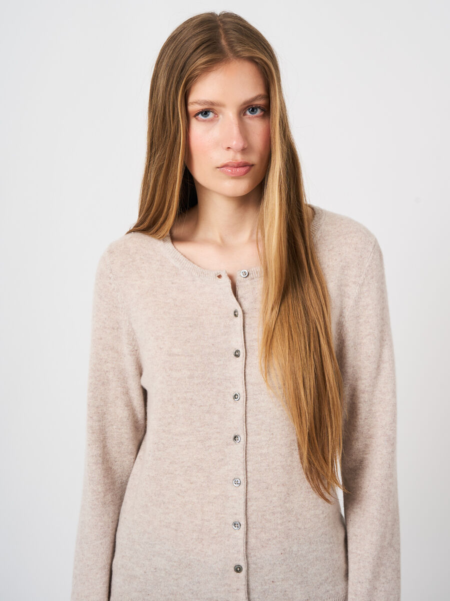 Cardigan en cachemire 100% maille fine, col rond image number 0