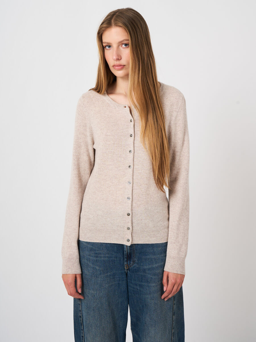 Cardigan en cachemire 100% maille fine, col rond image number 1