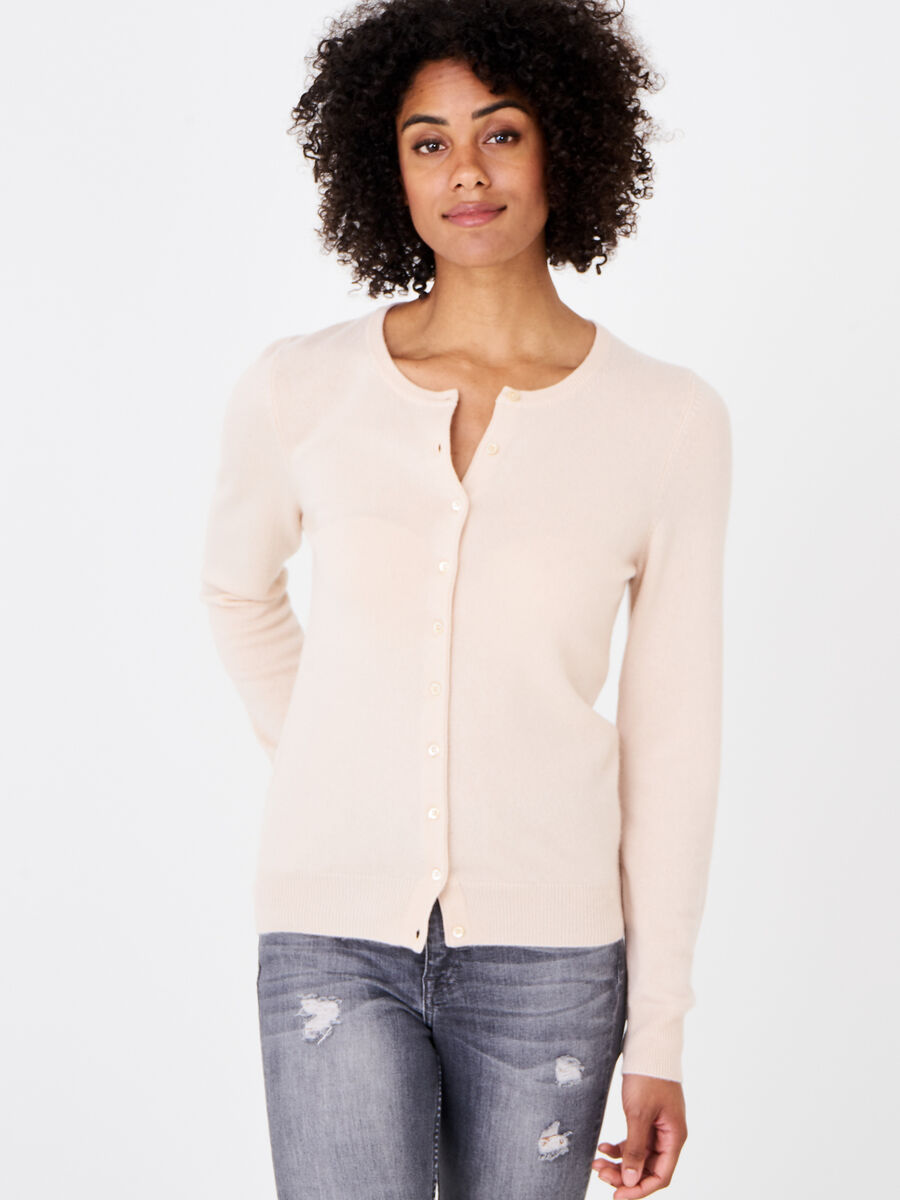 Basic organic cashmere cardigan with round neck image number 0